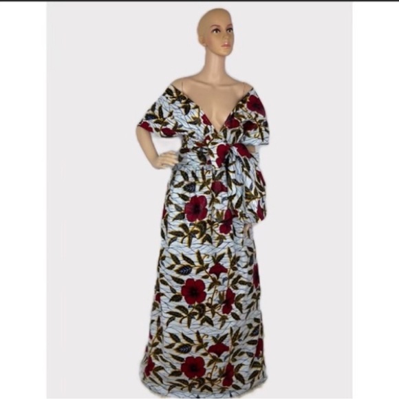 African Print Ankara Floral Print Infinity Maxi Dress - Picture 5 of 10